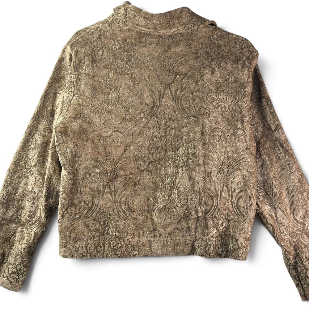 vintage 90s crafted with love tapestry chenille jacket medium bronze brown - Picture 3 of 11